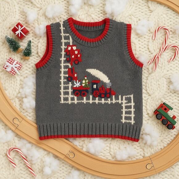 Vintage Greendog Holiday Train Sweater Vest | Baby 12 Months | Christmas Classic - Picture 1 of 7